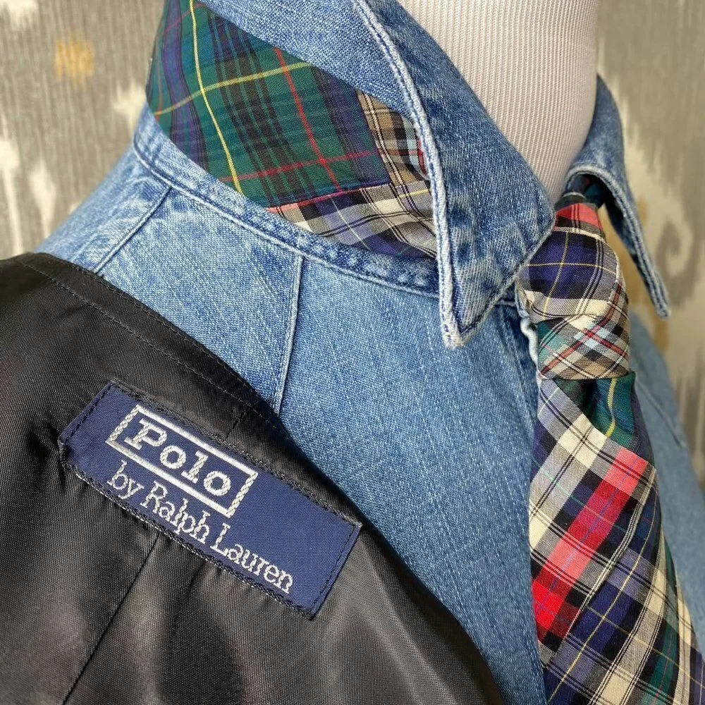 Polo Ralph Lauren Silk Blackwatch Tartan Plaid Shawl Collar Waistcoat Vest